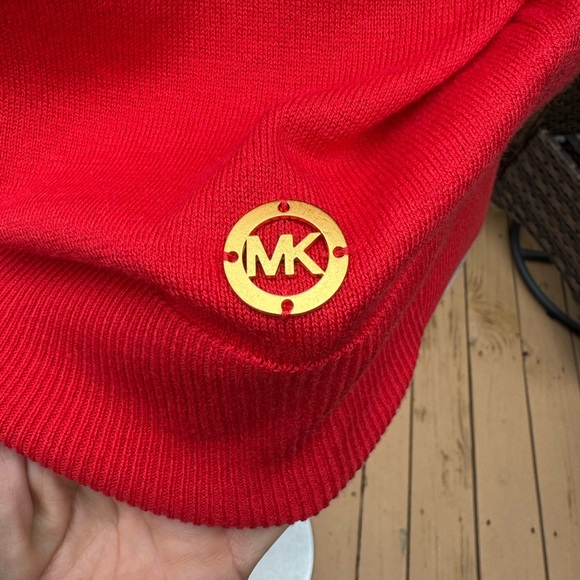 Michael Kors Women's Short Sleeve Red Top Size Large Gold logo detail - Picture 3 of 8